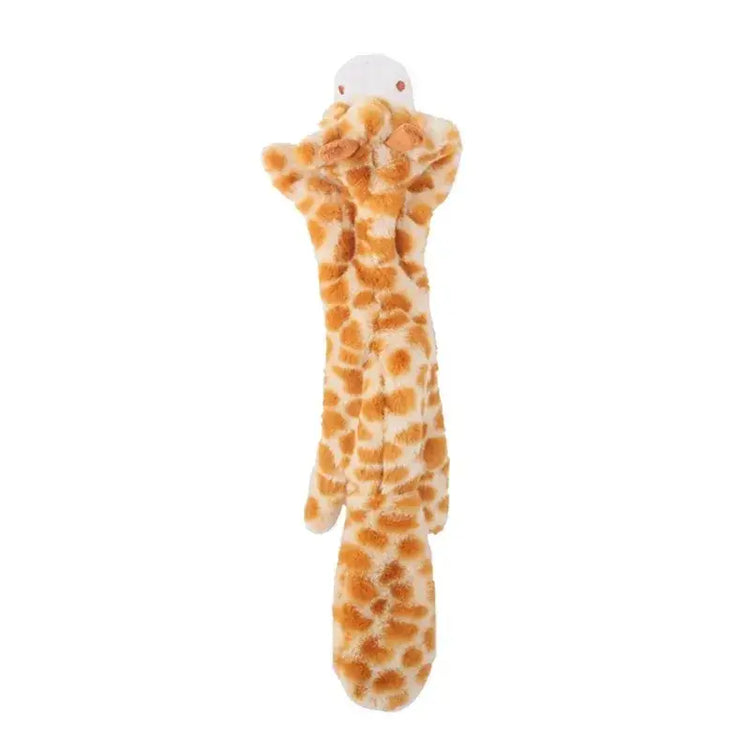 Stuffing-Free Plush Dog Toy – Squeaky & Crinkle Sound - giraffe - dog toys