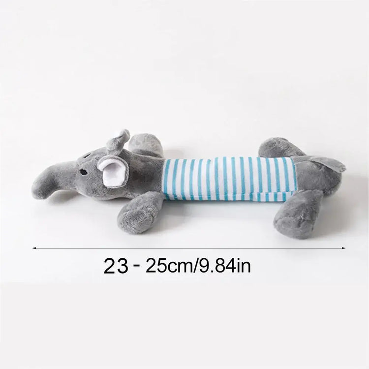 Stuffing-Free Plush Dog Toy – Squeaky & Crinkle Sound - Grey - dog toys