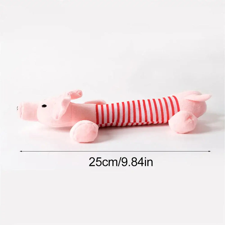 Stuffing-Free Plush Dog Toy – Squeaky & Crinkle Sound - Pink - dog toys