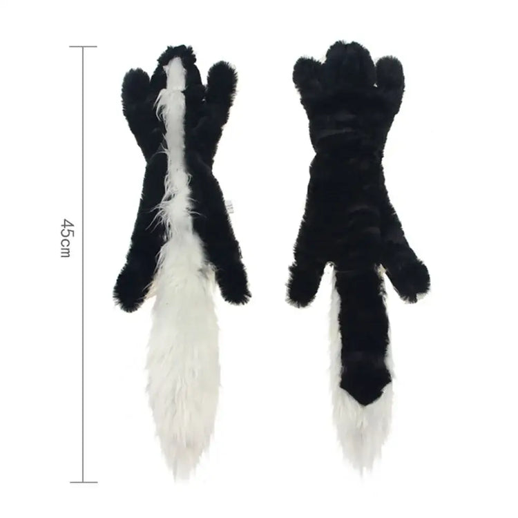 Stuffing-Free Plush Dog Toy – Squeaky & Crinkle Sound - Skunk - dog toys