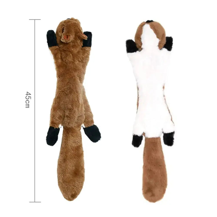 Stuffing-Free Plush Dog Toy – Squeaky & Crinkle Sound - Squirrel - dog toys