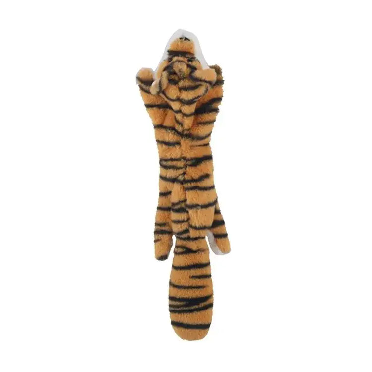 Stuffing-Free Plush Dog Toy – Squeaky & Crinkle Sound - tiger - dog toys
