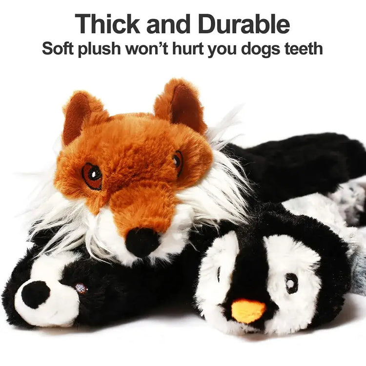 Stuffing-Free Plush Dog Toy – Squeaky & Crinkle Sound - dog toys