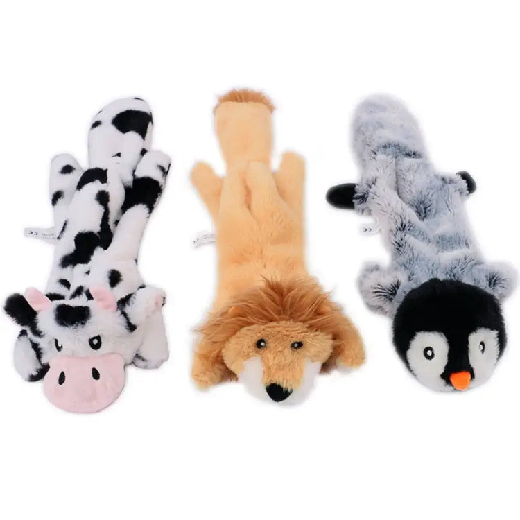 Stuffing-Free Plush Dog Toy – Squeaky & Crinkle Sound - dog toys