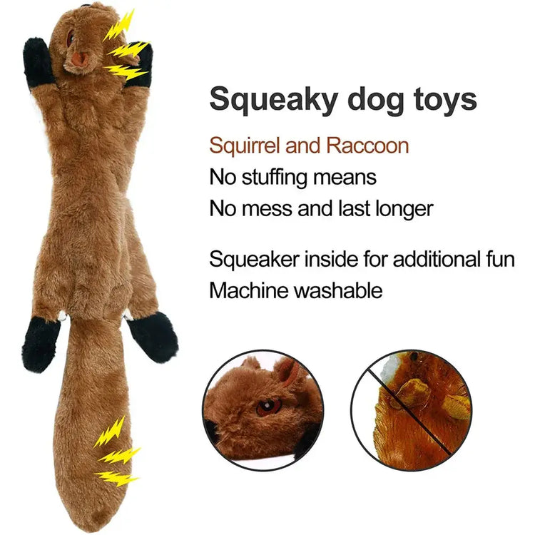Stuffing-Free Plush Dog Toy – Squeaky & Crinkle Sound - dog toys