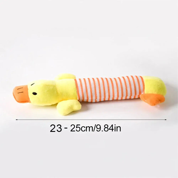 Stuffing-Free Plush Dog Toy – Squeaky & Crinkle Sound - Yellow - dog toys