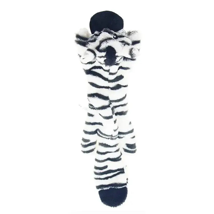 Stuffing-Free Plush Dog Toy – Squeaky & Crinkle Sound - zebra - dog toys