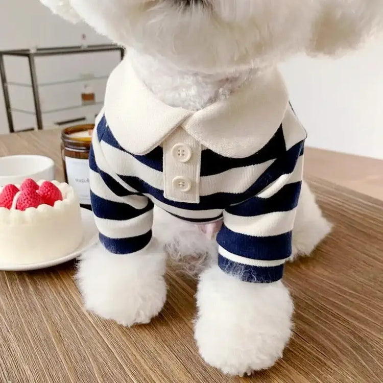 Summer Stripe Polo Shirt for Dogs - blue / XXL - dog clothing