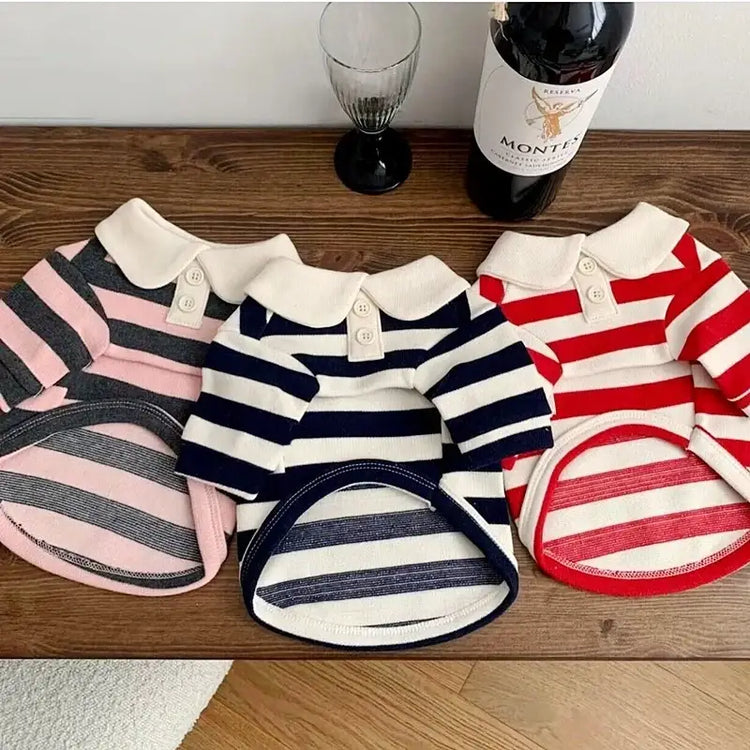 Summer Stripe Polo Shirt for Dogs - dog clothing