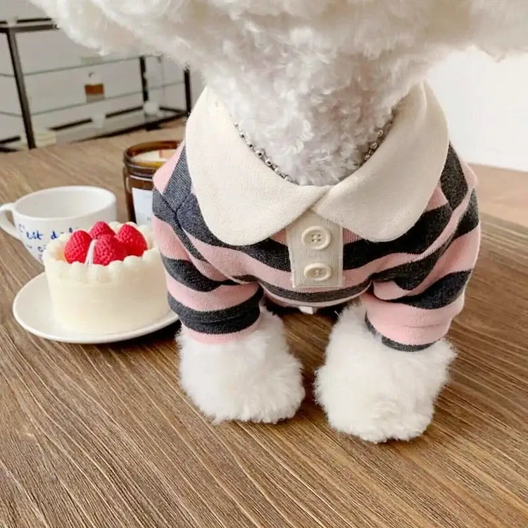 Summer Stripe Polo Shirt for Dogs - pink / XXL - dog clothing