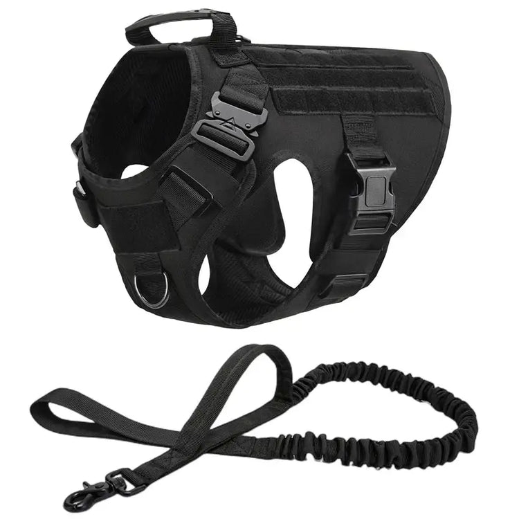 Tactical Dog Harness & Leash Set - Black 2 piece set / L(30-40KG) - dog harness