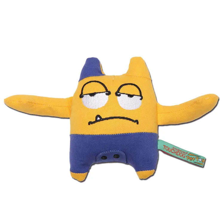 Touchdog Cartoon Sleepy Monster Plush Dog Toy - Yellow - dog toy