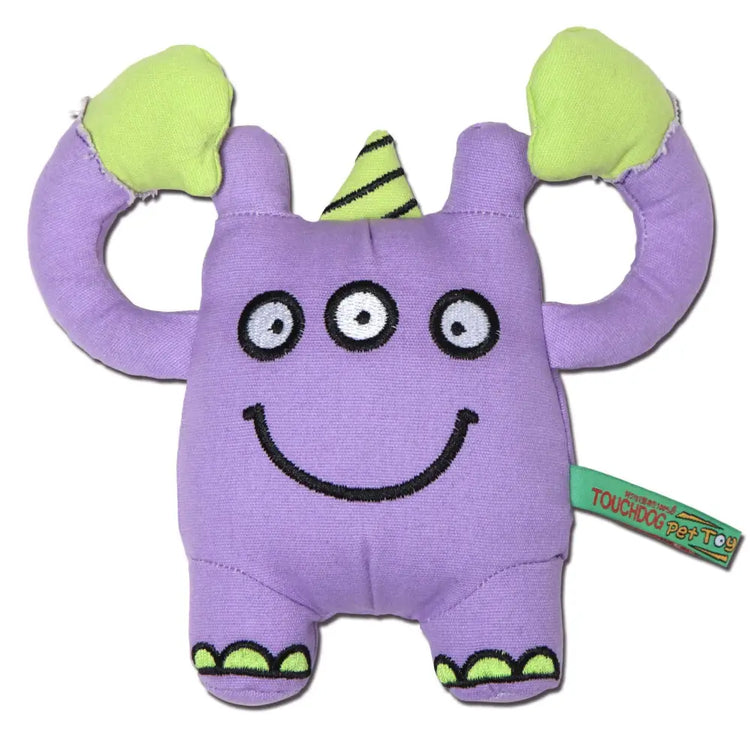 Touchdog Cartoon Three-eyed Monster Plush Dog Toy - Purple - dog toys