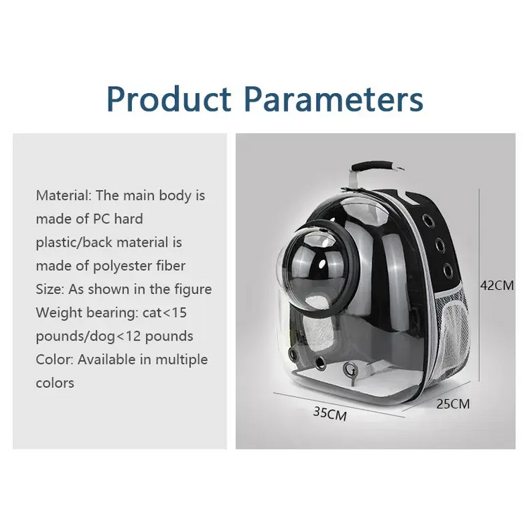 Transparent Space Capsule Pet Backpack - cat carrier