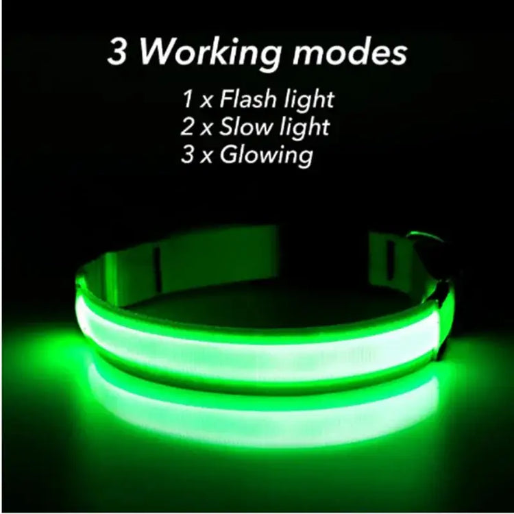 USB Rechargeable Luminous Collar Adjustable Led Glowing Dog Collar for Large Small Dogs Cat Night Light Collar Pet