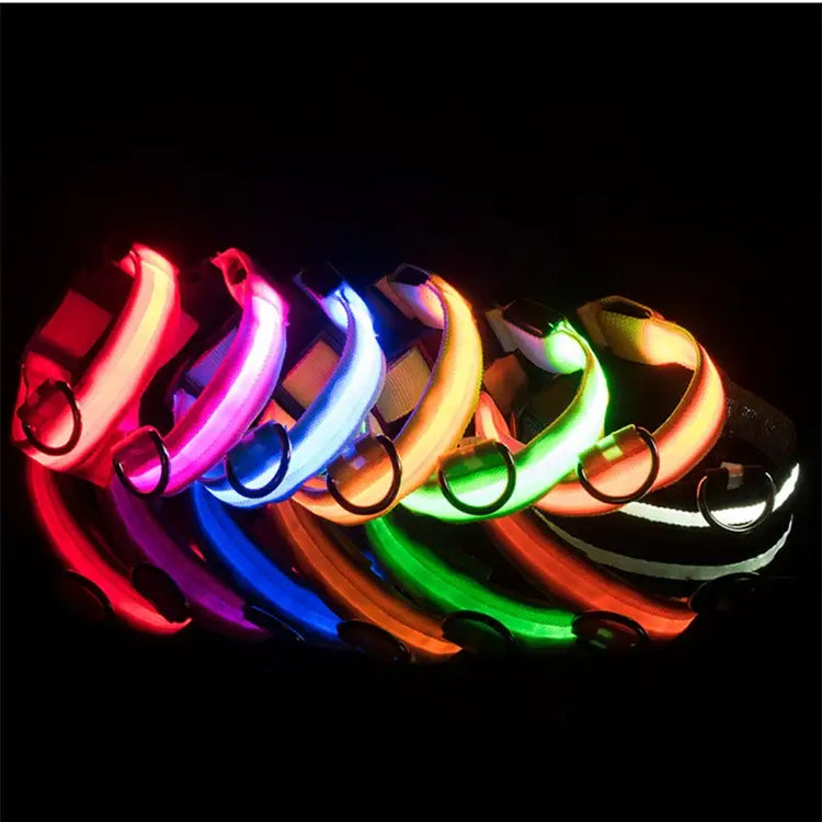 USB Rechargeable Luminous Collar Adjustable Led Glowing Dog Collar for Large Small Dogs Cat Night Light Collar Pet