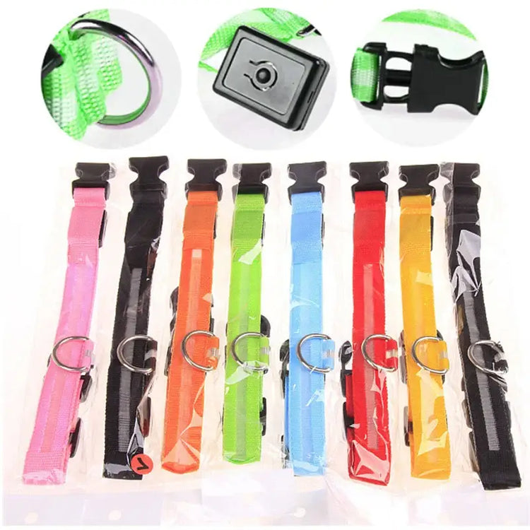 USB Rechargeable Luminous Collar Adjustable Led Glowing Dog Collar for Large Small Dogs Cat Night Light Collar Pet