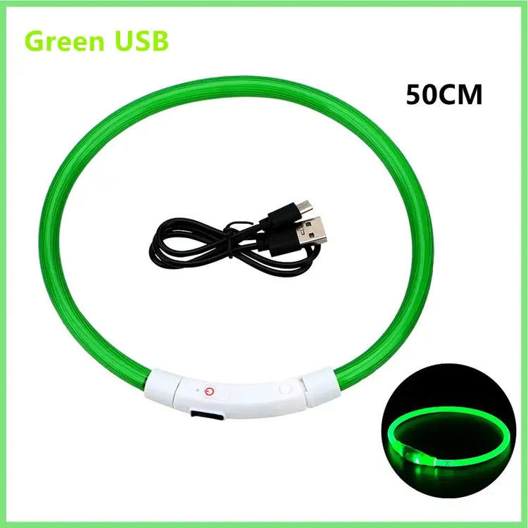 USB Rechargeable Luminous Collar Adjustable Led Glowing Dog Collar for Large Small Dogs Cat Night Light Collar Pet