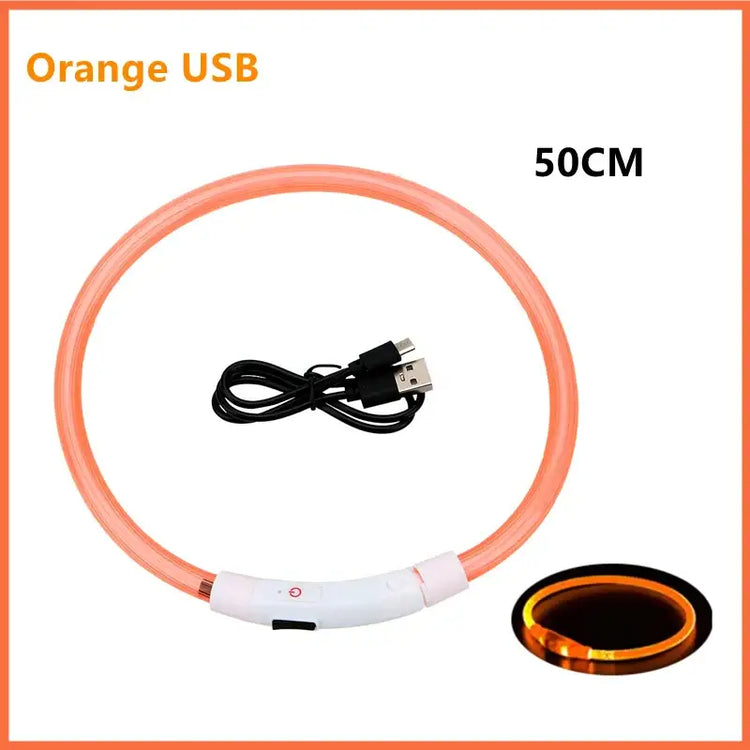 USB Rechargeable Luminous Collar Adjustable Led Glowing Dog Collar for Large Small Dogs Cat Night Light Collar Pet