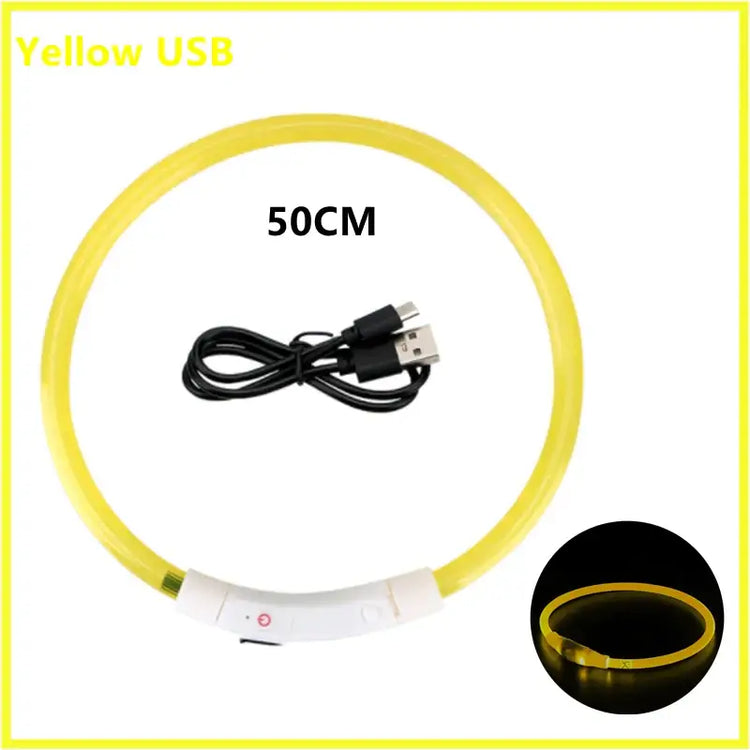 USB Rechargeable Luminous Collar Adjustable Led Glowing Dog Collar for Large Small Dogs Cat Night Light Collar Pet