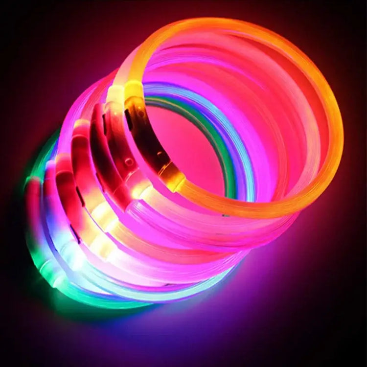 USB Rechargeable Luminous Collar Adjustable Led Glowing Dog Collar for Large Small Dogs Cat Night Light Collar Pet