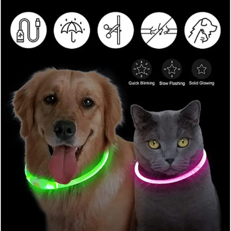USB Rechargeable Luminous Collar Adjustable Led Glowing Dog Collar for Large Small Dogs Cat Night Light Collar Pet