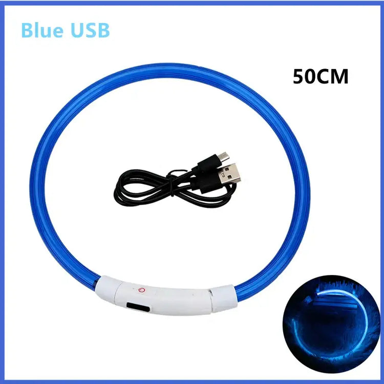 USB Rechargeable Luminous Collar Adjustable Led Glowing Dog Collar for Large Small Dogs Cat Night Light Collar Pet