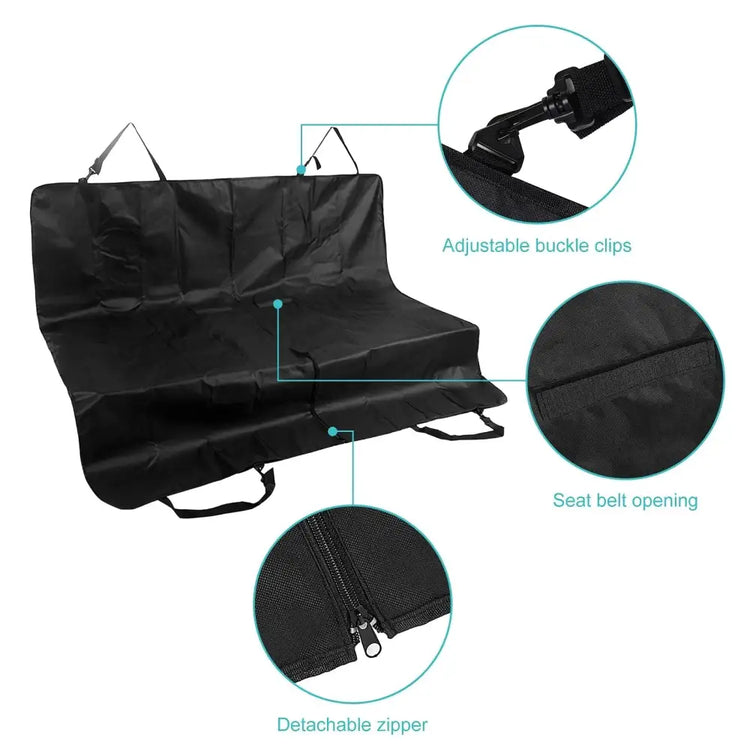 Waterproof Dog Car Seat Hammock – Heavy Duty & Foldable - 55.12 x 53.15inches / Black - car seat cover