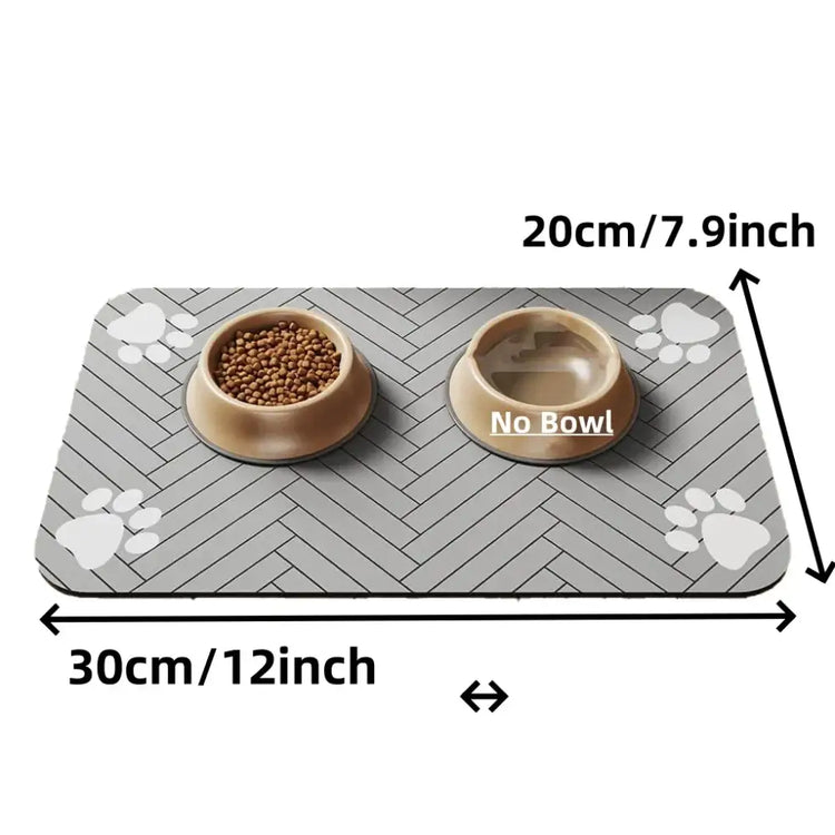 Waterproof Pet Feeding Mat – Quick-Dry Placemat - 20X30cm Grey - pet feeding mat