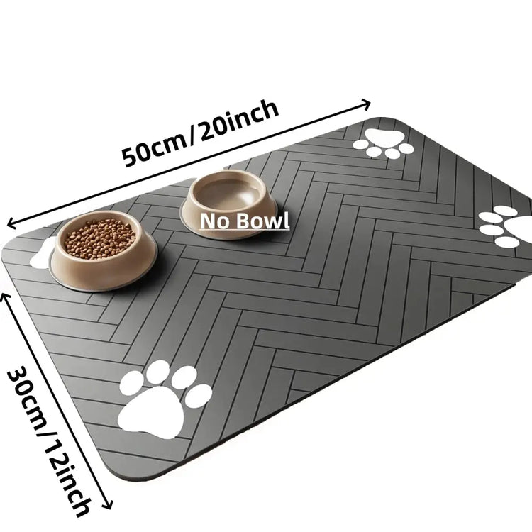 Waterproof Pet Feeding Mat – Quick-Dry Placemat - 30X50cm Black - pet feeding mat