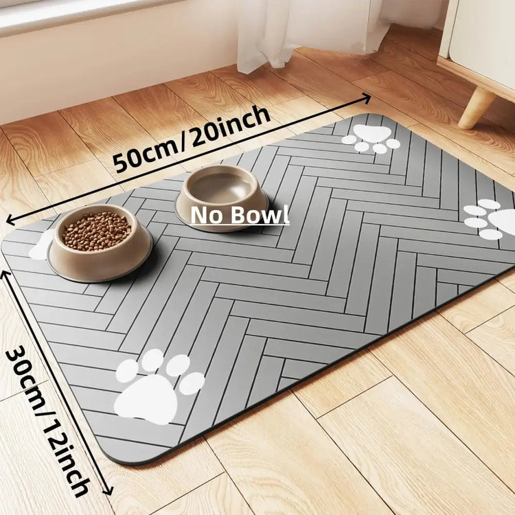 Waterproof Pet Feeding Mat – Quick-Dry Placemat - 30X50cm Grey - pet feeding mat