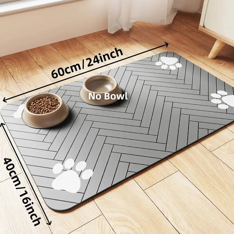 Waterproof Pet Feeding Mat – Quick-Dry Placemat - 40X60cm Grey - pet feeding mat