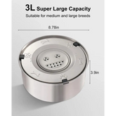 3L Stainless Steel No-Spill Water Bowl - pet bowls