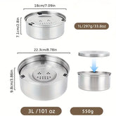 3L Stainless Steel No-Spill Water Bowl - pet bowls