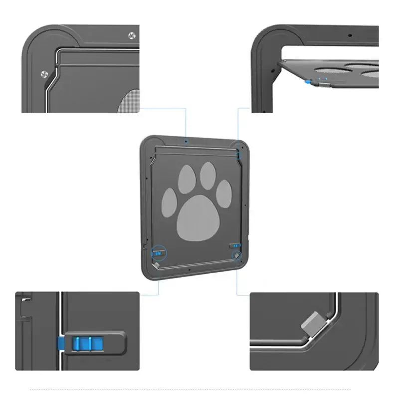 4-Way Lockable Pet Door for Dogs & Cat - 41cmX37CM / black - Pet doors