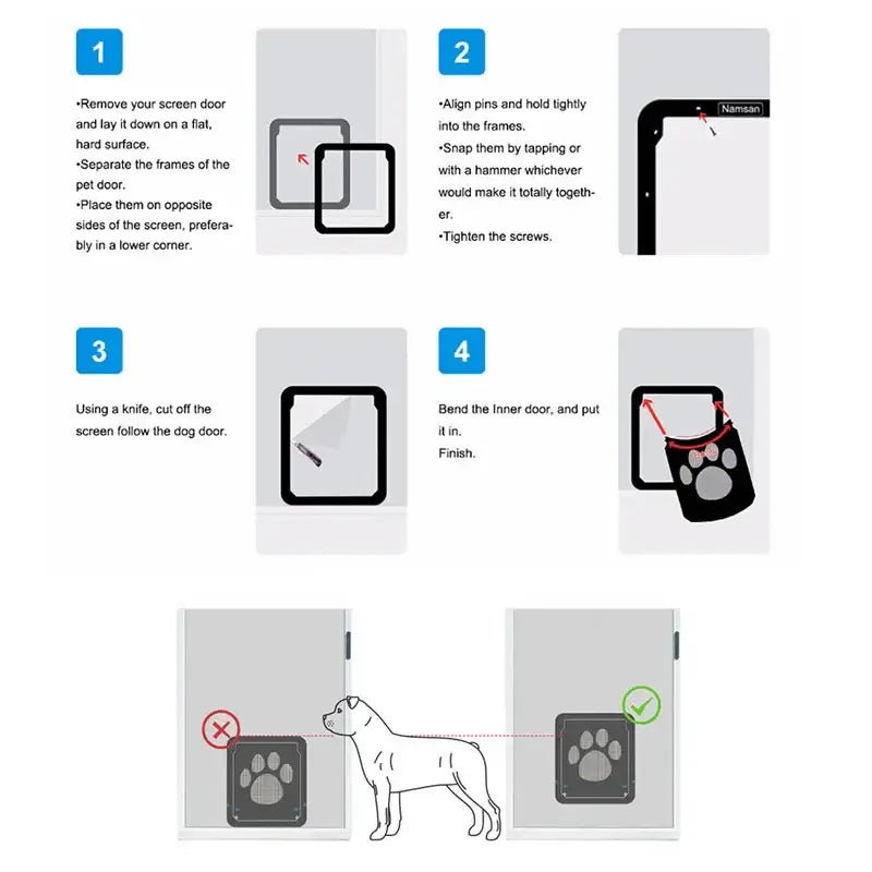 4-Way Lockable Pet Door for Dogs & Cat - 41cmX37CM / black - Pet doors