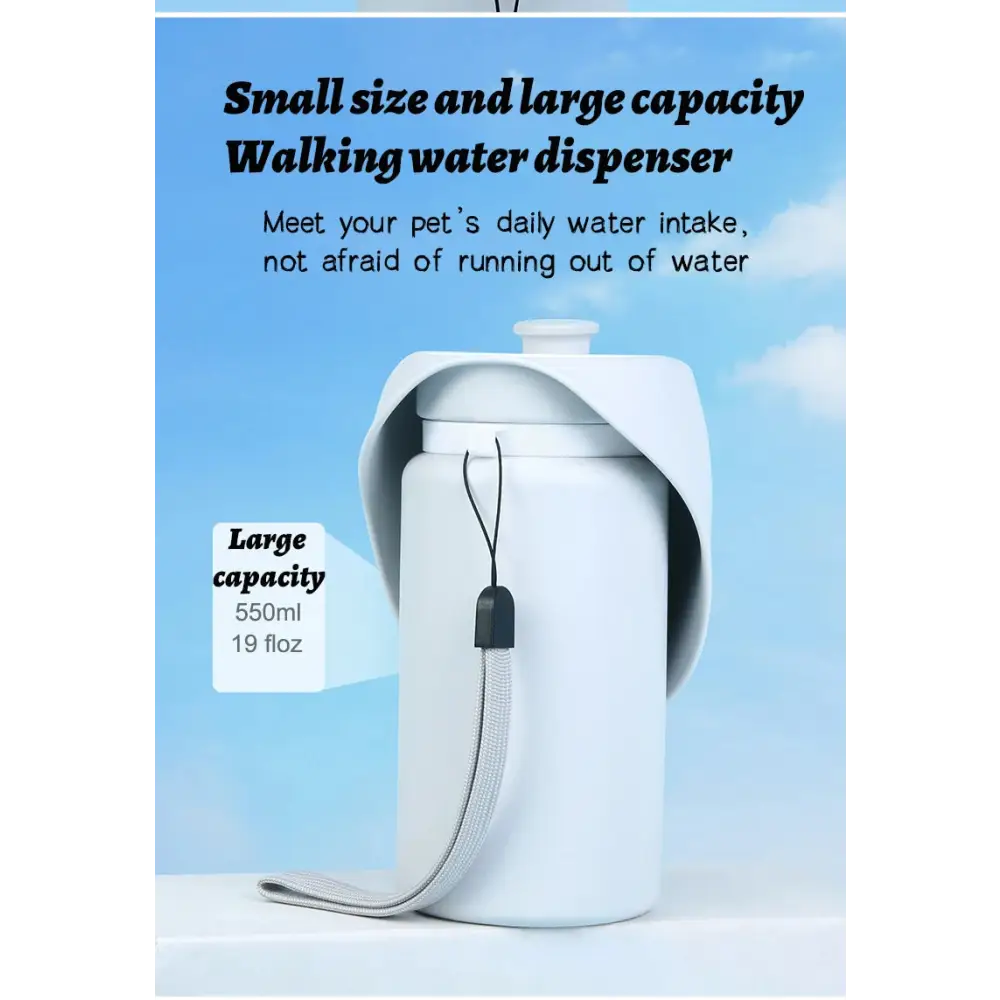550ml Foldable Pet Water Bottle – Leakproof Travel Dispenser - Light Grey - pet water bowl