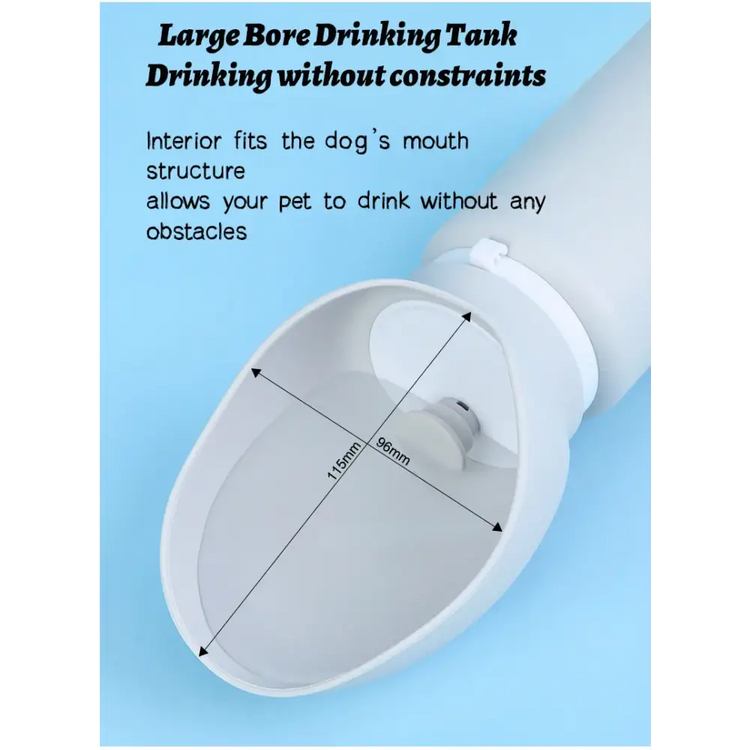 550ml Foldable Pet Water Bottle – Leakproof Travel Dispenser - Light Grey - pet water bowl