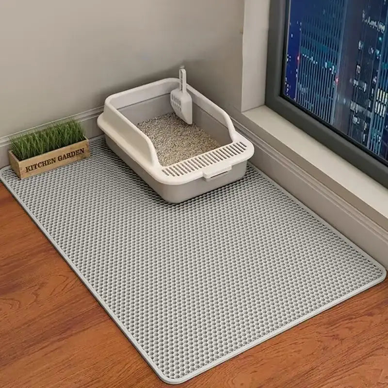 60x90cm Waterproof Double-Layer Cat Litter Mat – Non-Slip Washable Pet Toilet Mat - Grey / 60X90CM - cat litter mat