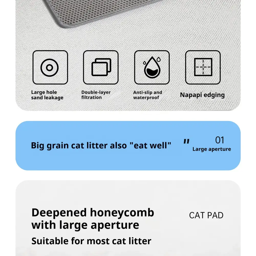 60x90cm Waterproof Double-Layer Cat Litter Mat – Non-Slip Washable Pet Toilet Mat - cat litter mat