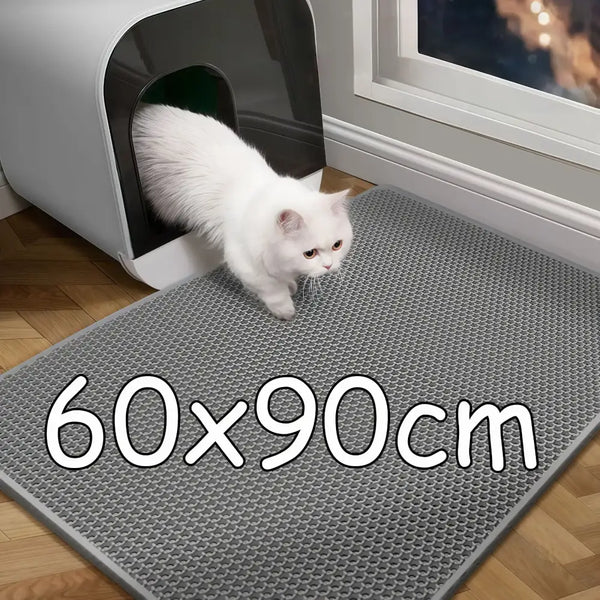 60x90cm Waterproof Double-Layer Cat Litter Mat – Non-Slip Washable Pet Toilet Mat - cat litter mat