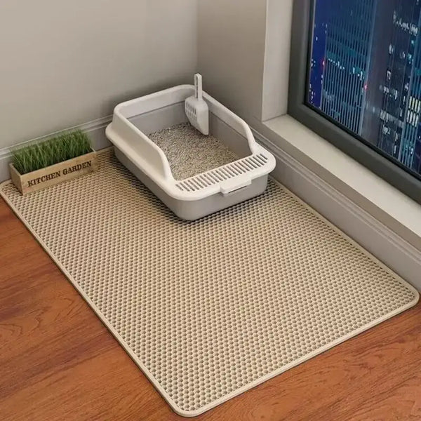 60x90cm Waterproof Double-Layer Cat Litter Mat – Non-Slip Washable Pet Toilet Mat - Khaki / 40X50CM - cat litter mat