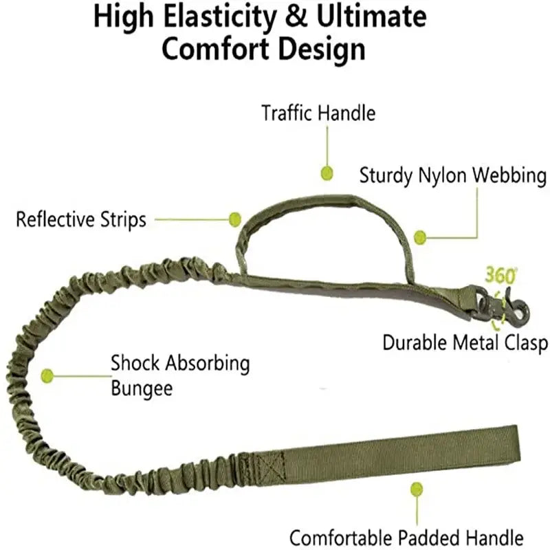Durable Tactical Dog Collar and Leash Adjustable Military Pet Collar Leash Medium Large Dog German Shepherd Training