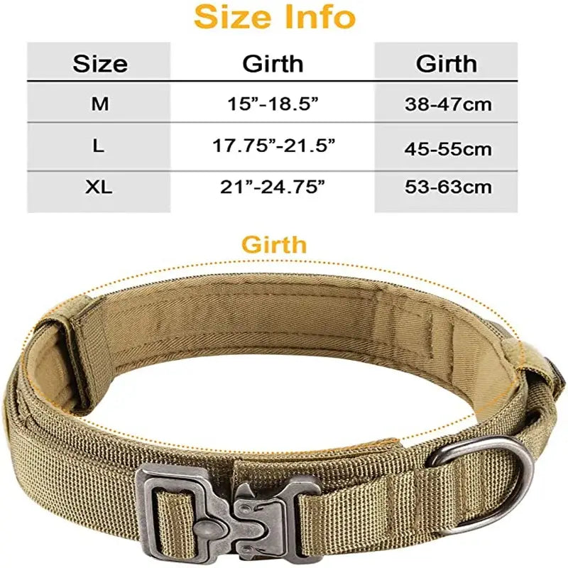 Durable Tactical Dog Collar and Leash Adjustable Military Pet Collar Leash Medium Large Dog German Shepherd Training