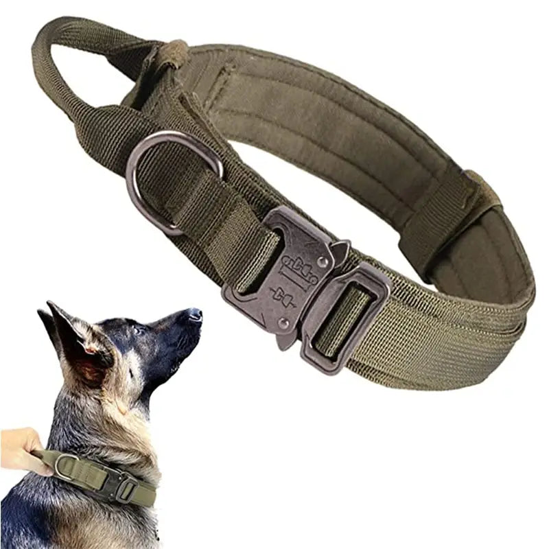 Durable Tactical Dog Collar and Leash Adjustable Military Pet Collar Leash Medium Large Dog German Shepherd Training