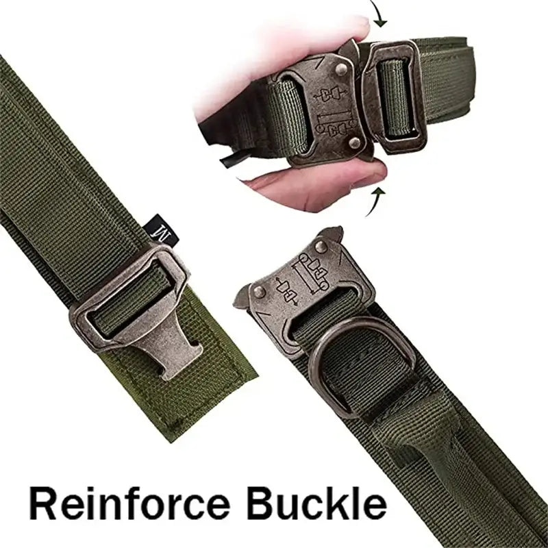 Durable Tactical Dog Collar and Leash Adjustable Military Pet Collar Leash Medium Large Dog German Shepherd Training