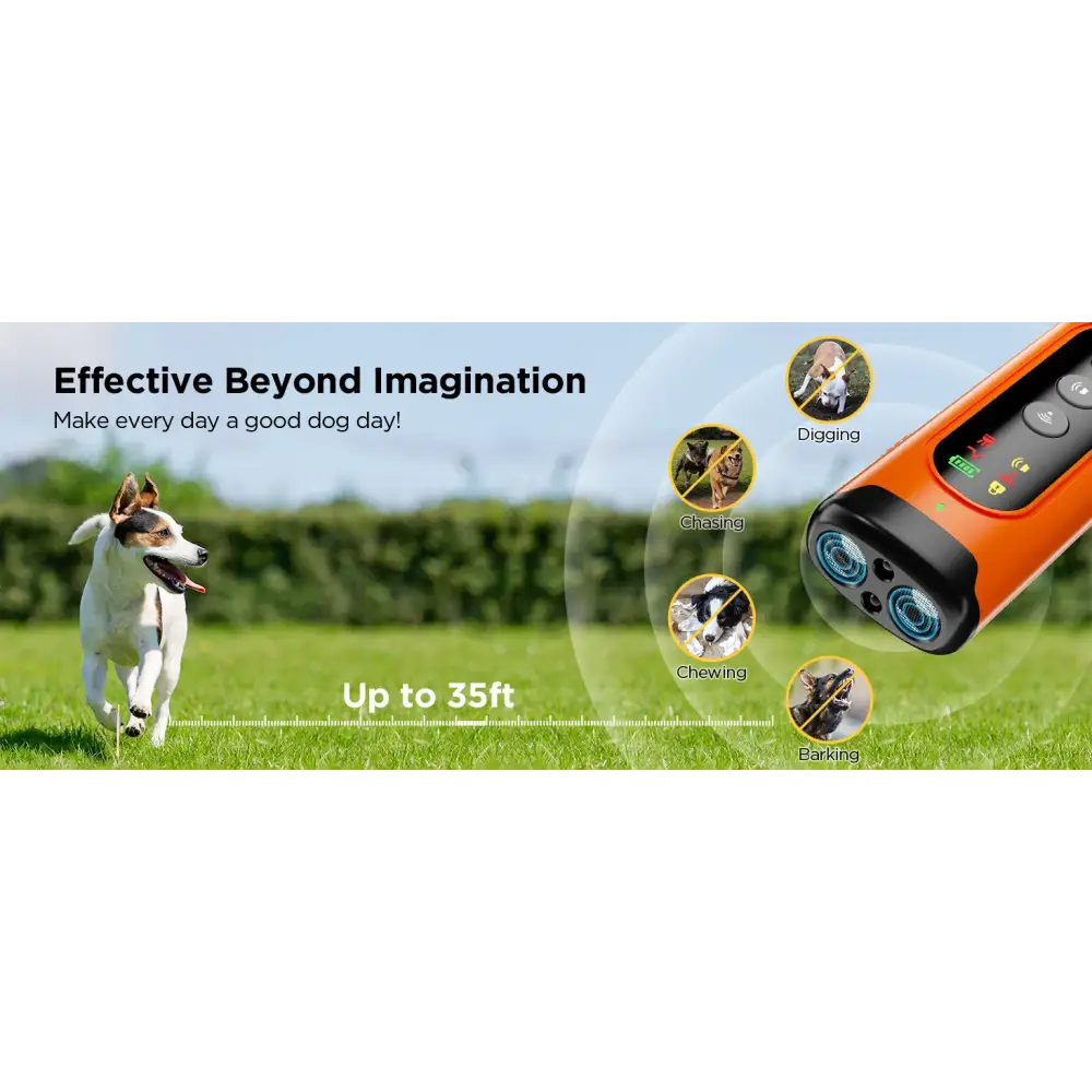 ABQP Ultrasonic Dog Bark Deterrent with LED – 50FT Range - pet training aid