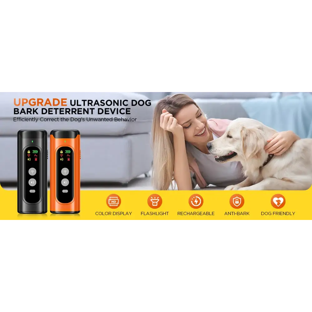 ABQP Ultrasonic Dog Bark Deterrent with LED – 50FT Range - pet training aid
