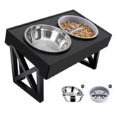 Adjustable Elevated Dog Bowl Stand with Slow Feeder & Mat - green - pet bowls