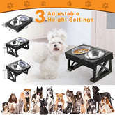 Adjustable Elevated Dog Bowl Stand with Slow Feeder & Mat - pet bowls